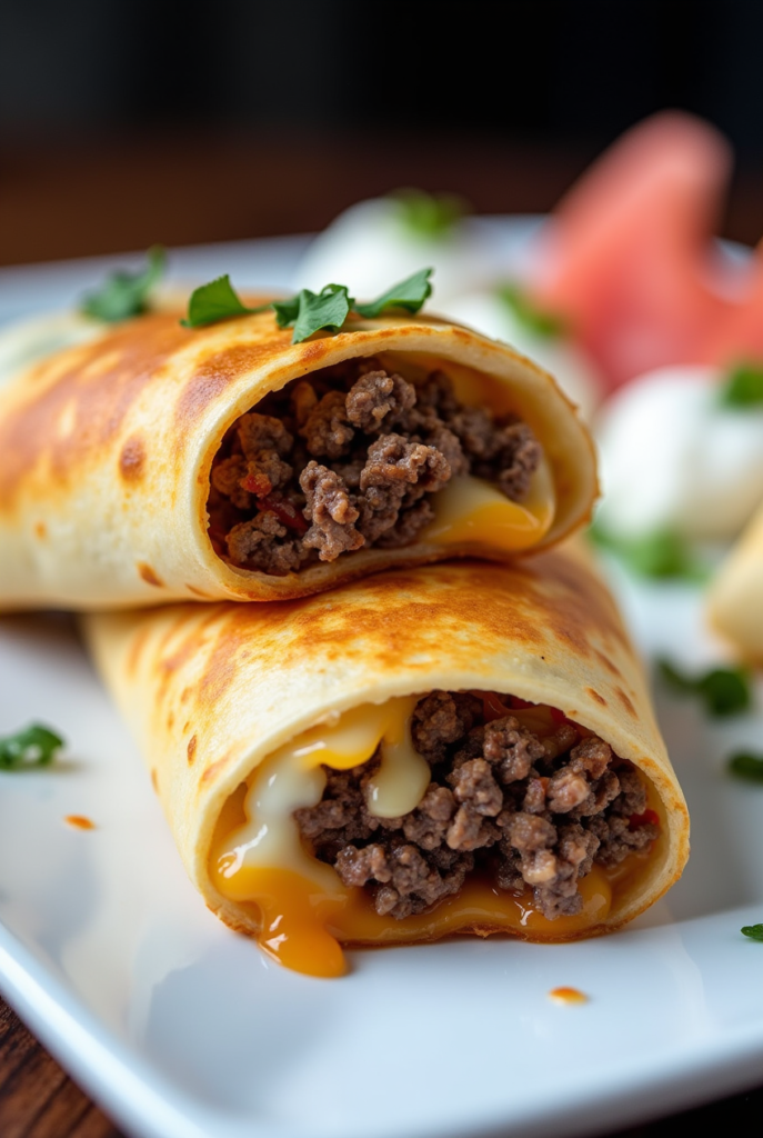 Beef and Cheese Chimichangas