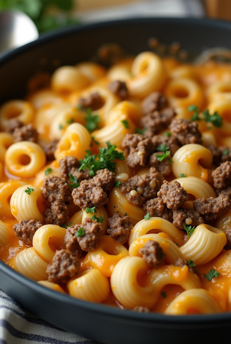 CREAMY BEEF AND SHELLS