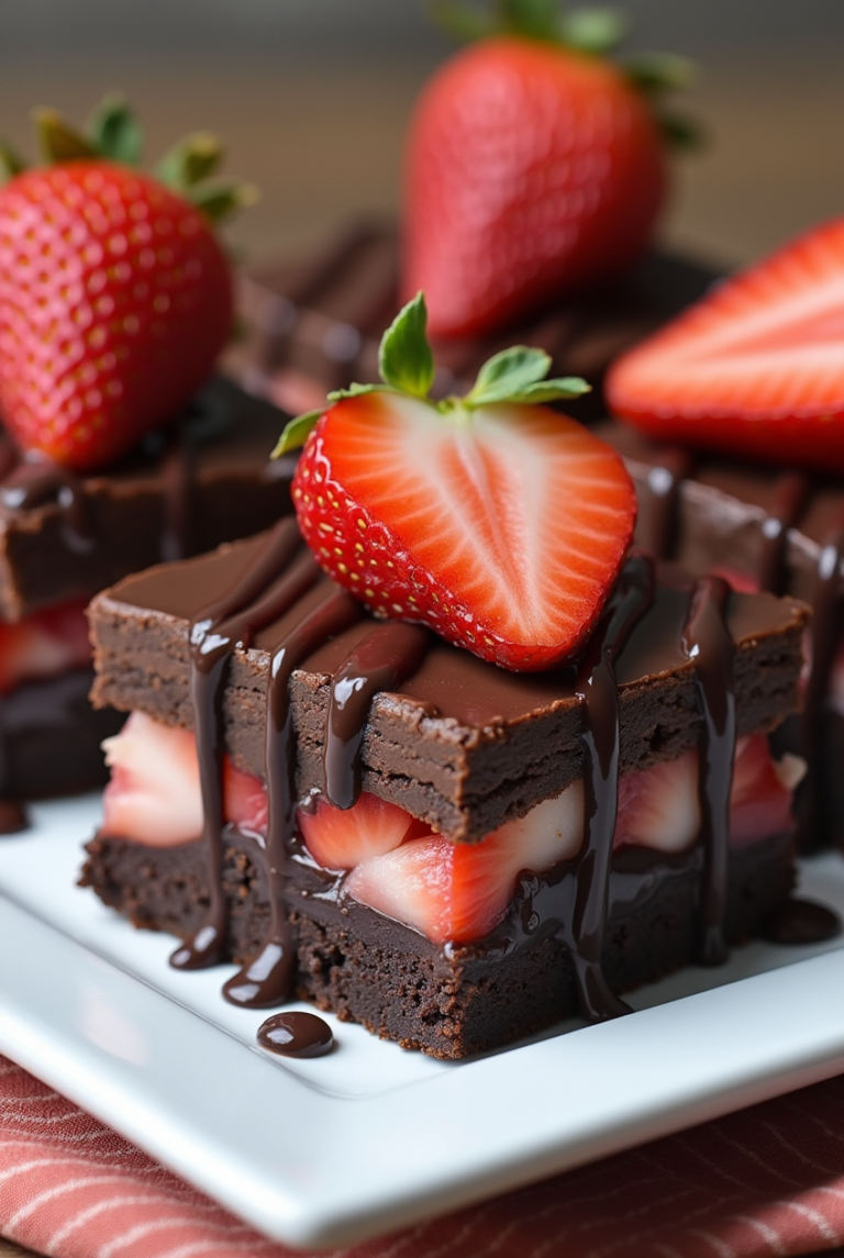 Chocolate Covered Strawberry Brownies-