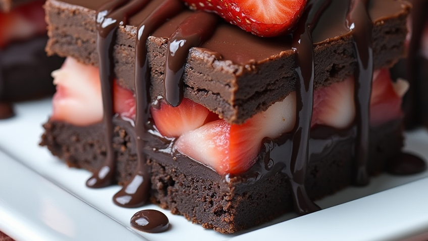 Chocolate Covered Strawberry Brownies-
