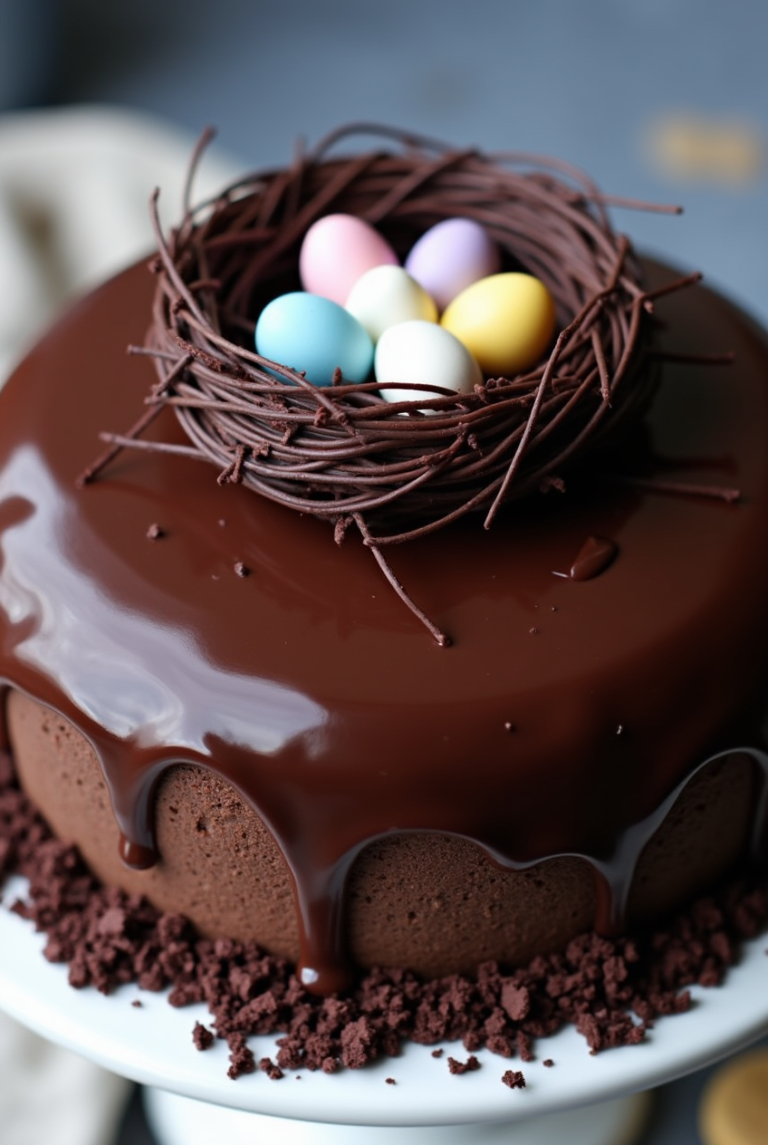 Chocolate Easter Egg Nest Cake