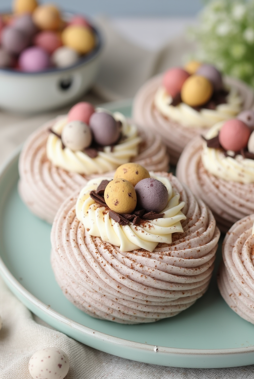 Chocolate Meringue Easter Nests