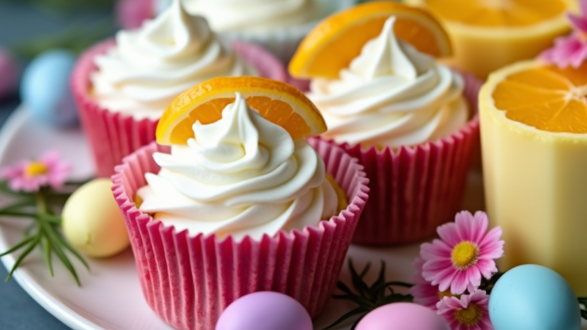 Delicious Mini Easter Cheesecakes with Orange Flavor