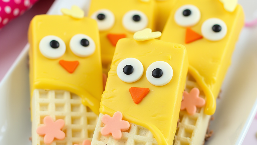 Easter Chick Dipped Wafer Cookies