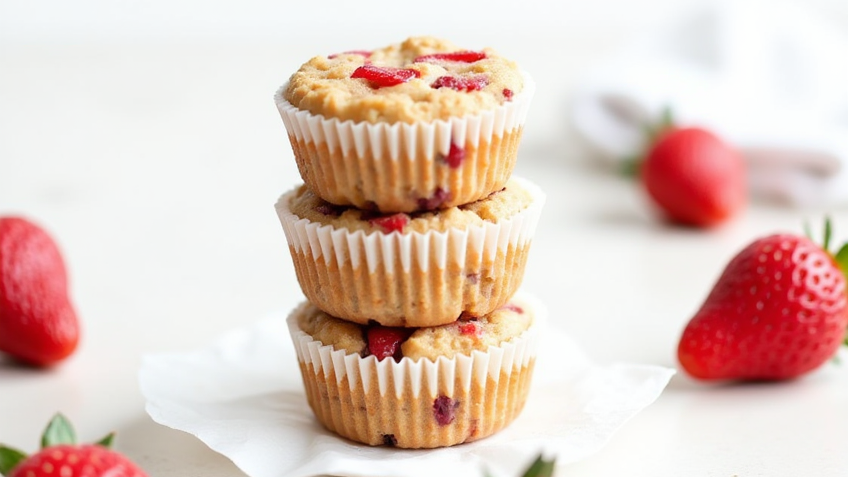 Healthy Strawberry Banana Yogurt Muffins-