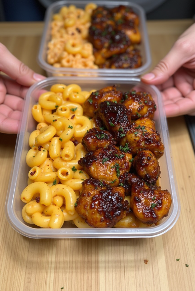 High Protein Honey Garlic Butter Chicken Mac n Cheese