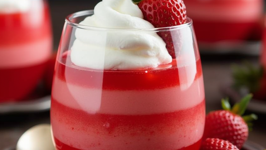 Layered Strawberry Jello Cups