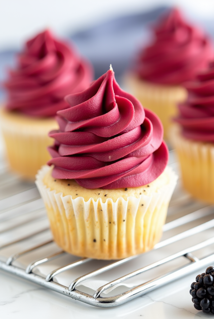 Lemon Poppy Seed Cupcakes and Blackberry