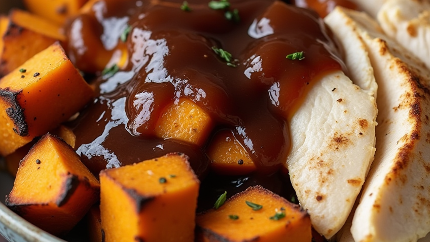 BBQ Chicken & Roasted Sweet Potato Bowls