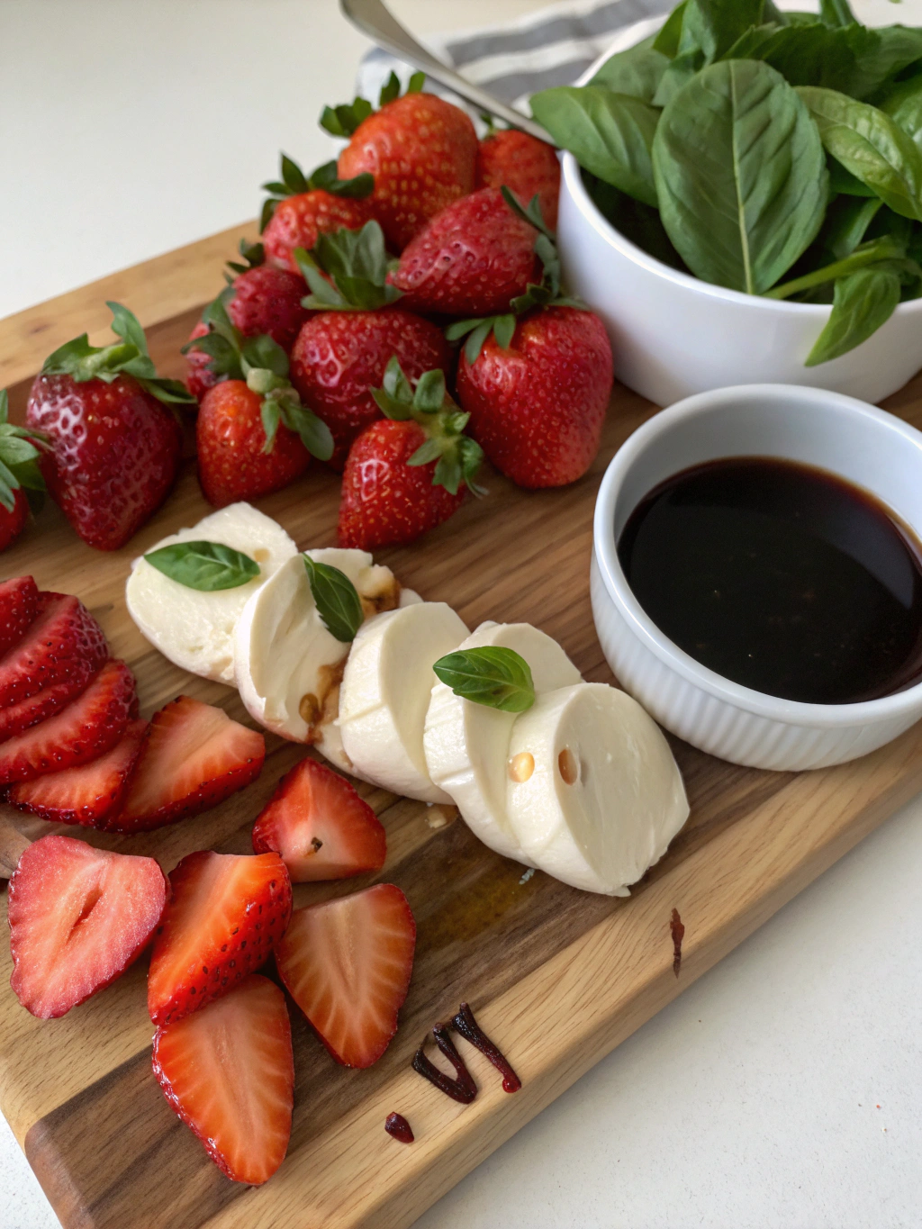 Balsamic Strawberry Caprese salad ingredients