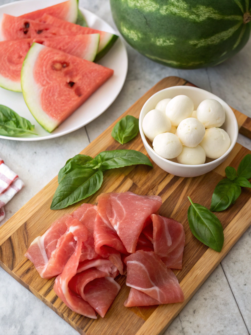 Caprese Melon Prosciutto Mozzarella Salad Ingredients
