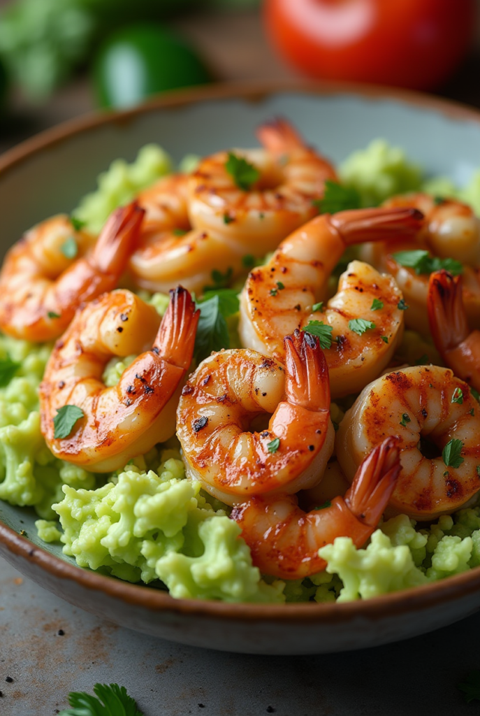 Creamy Grilled Shrimp Avocado Bowl