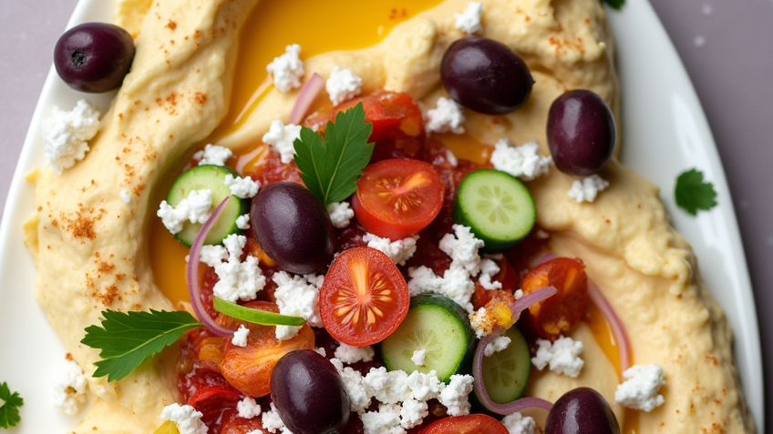 Greek Style Loaded Hummus-