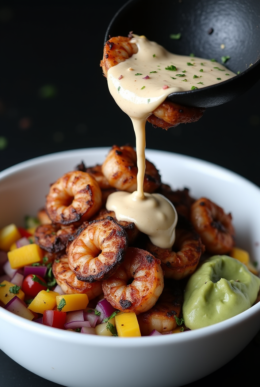 Grilled Shrimp Bowl with Avocado-