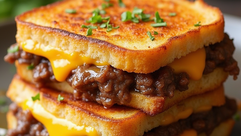 Ground Beef Grilled Cheese Sandwich