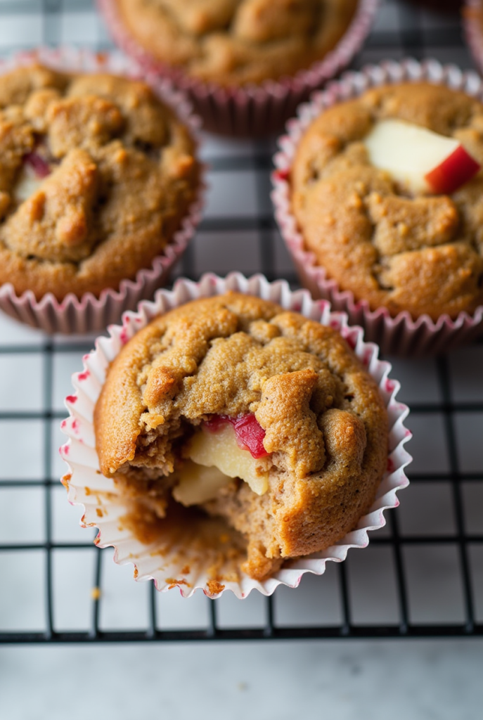 Healthy Rhubarb Apple Muffins