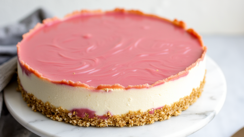 No Bake Rhubarb Cheesecake