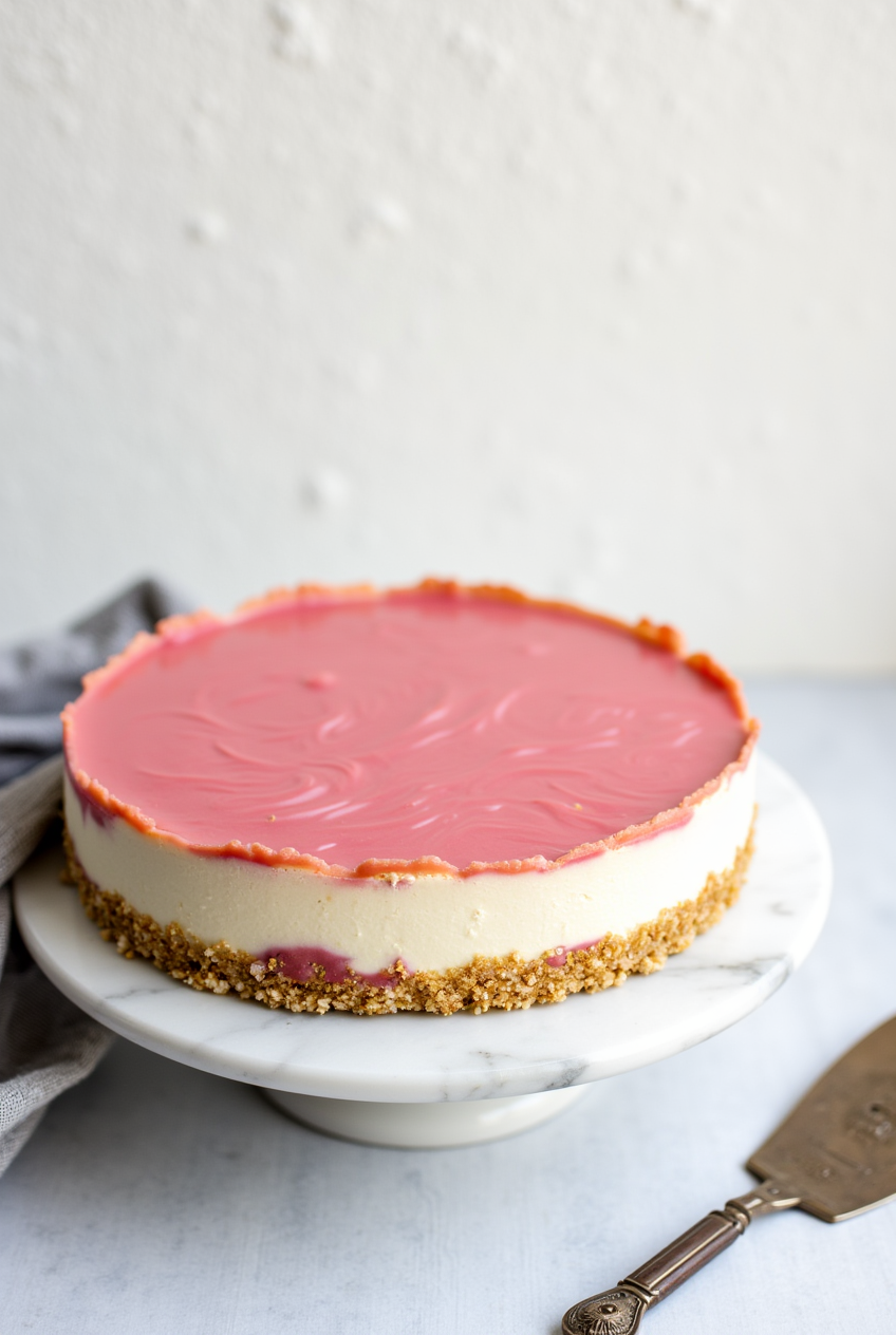 No Bake Rhubarb Cheesecake
