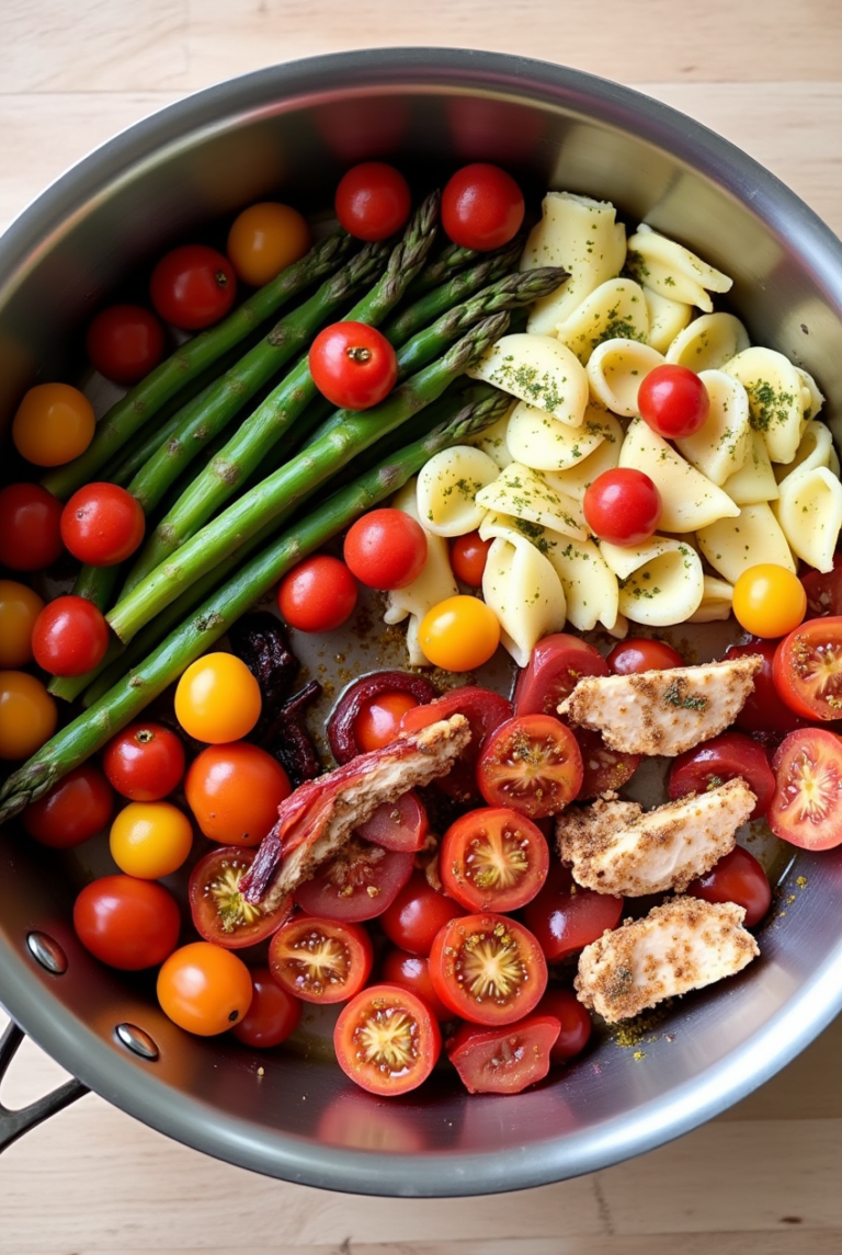 Pesto Chicken Tortellini and Veggies-