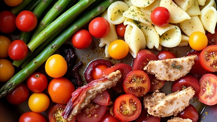 Pesto Chicken Tortellini and Veggies-
