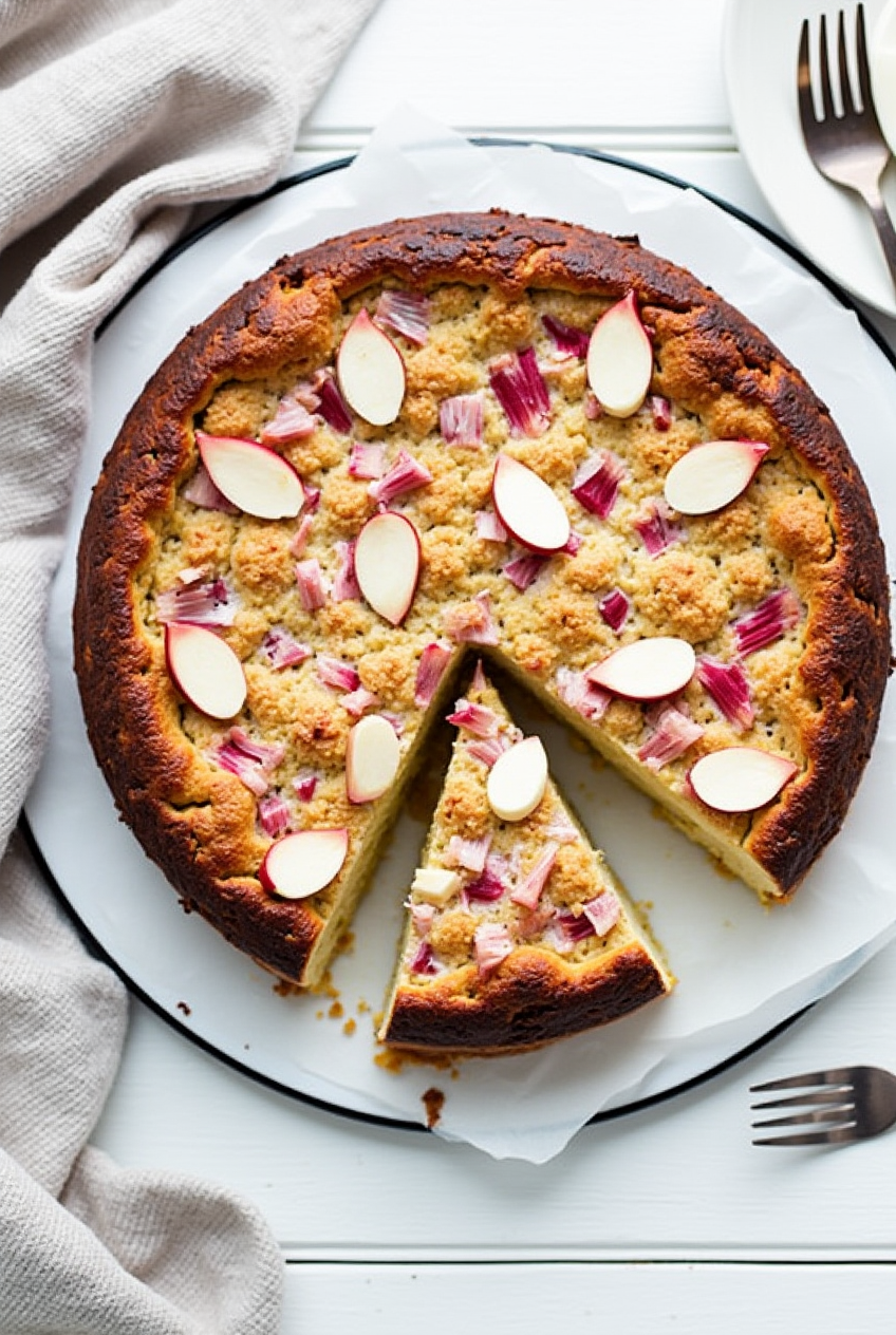Rhubarb and Almond Cake