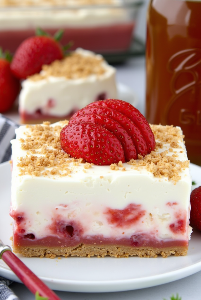 Strawberry Rhubarb Pudding Dessert-