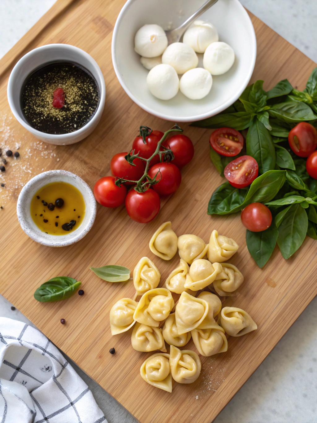 Tortellini Caprese Salad ingredients