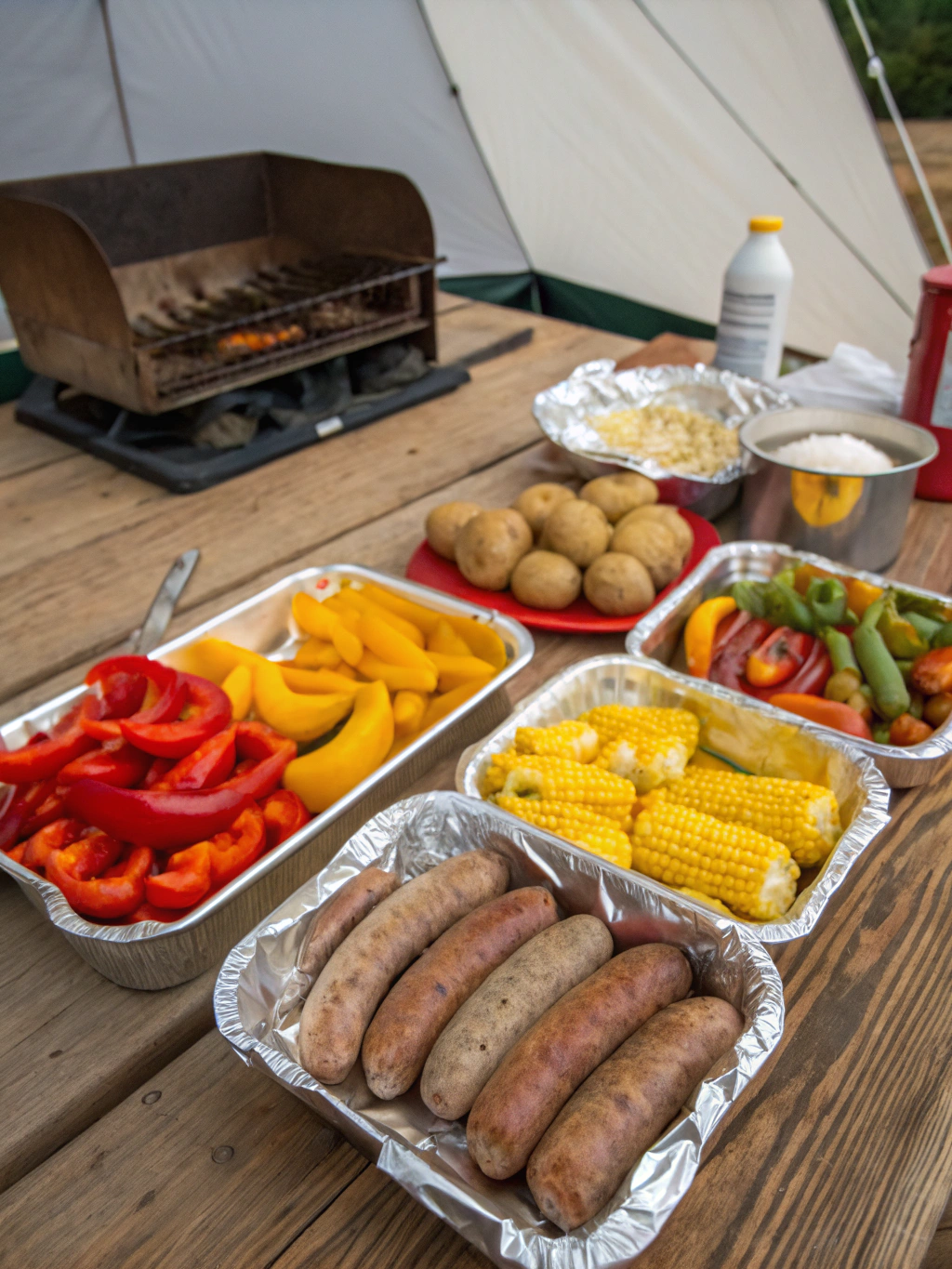 Ingredients for Campfire Sausage & Veggie Foil Packs