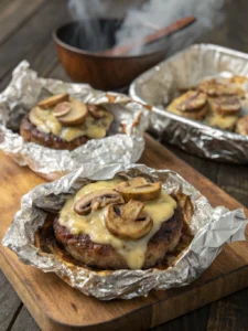 Mushroom and Swiss Burger Foil Packets